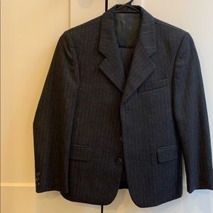 100% Wool suit gray with tan pinstripe